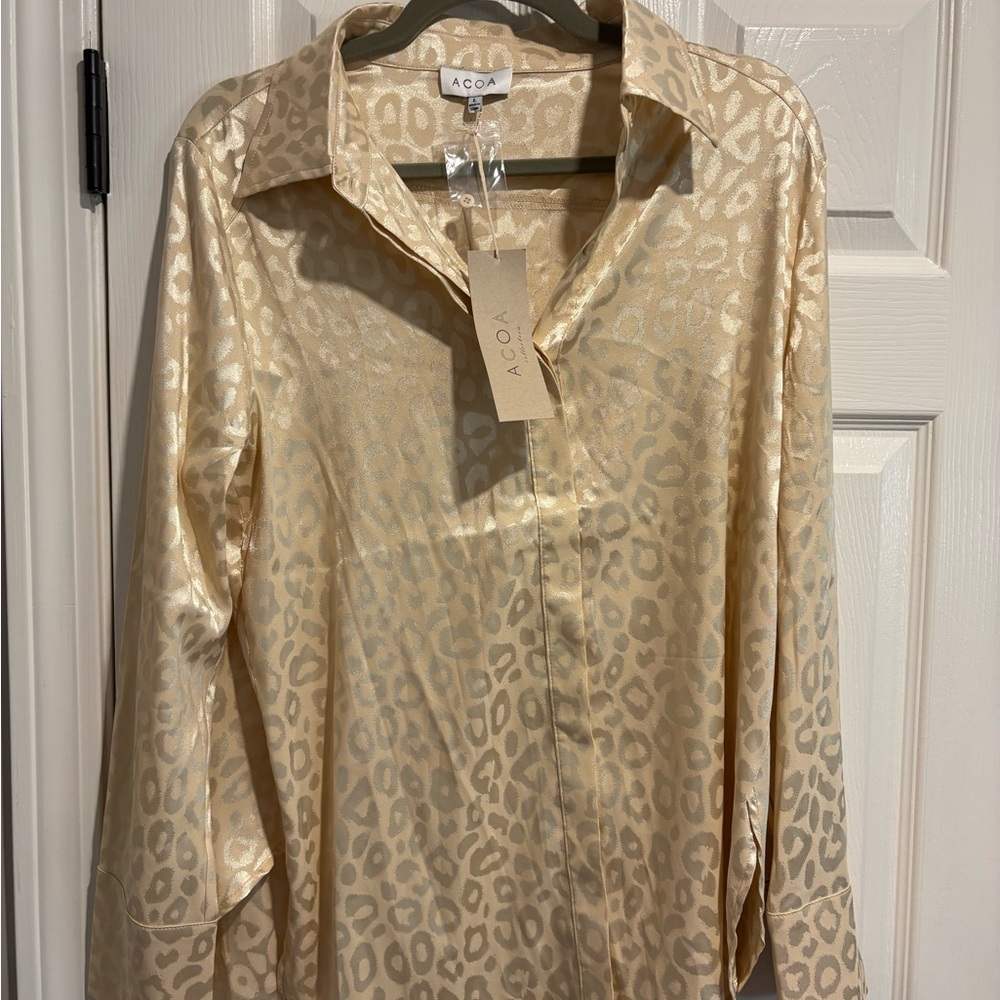 ACOA Cream Leopard Print Blouse